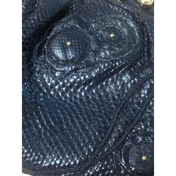 Vintage Carlo Fiori Clutch Rhinestones Leather Python Gold Chain - Picture 2 of 9